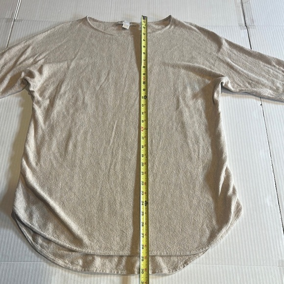 Michael Michael Kors Beige light elbow length Sleeve Top w waffle look design - Picture 6 of 11